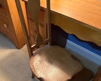 Vintage Oak Writing Desk and Chair Set third image