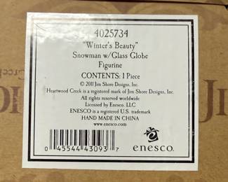 Jim Shore Winters Beauty Snowman with Glass Globe Figurine  