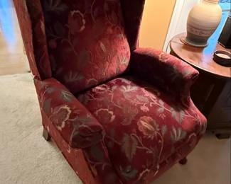 Vintage Wingback Recliner Chair with Floral Upholstery
