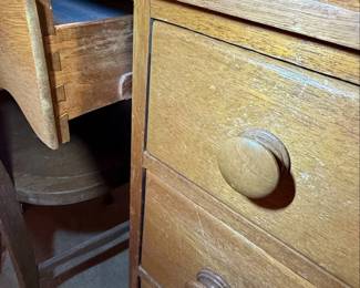 Vintage Oak Writing Desk and Chair Set second image