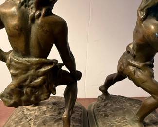 Armor Bronze Bookends Depicting Athletes 