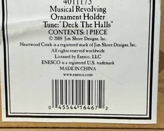 Jim Shore Deck The Halls Musical Revolving Ornament Holder 