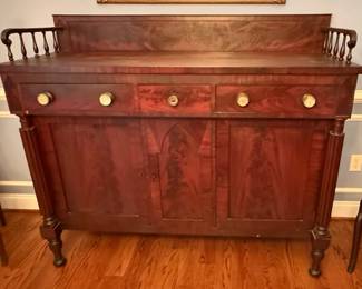 American Empire Crotch Flame Mahogany Sideboard