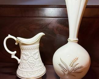 Lenox Wheat Pattern Bud Vase and Grapevine Pitcher Set