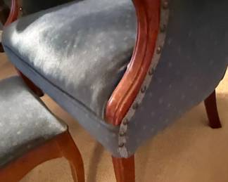 Vintage Channel Back Wingback Chair and Ottoman Set second image