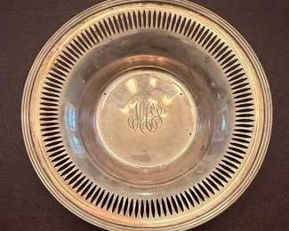 Sterling Silver Pierced Bowl with Monogram