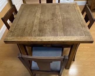 Antique Oak Mission or Arts  Crafts Style Dining Table and Chairs SeT