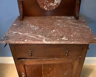 Antique Victorian Walnut Eastlake Washstand 
