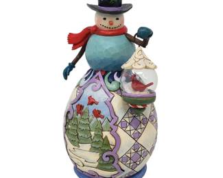 Jim Shore Winters Beauty Snowman with Glass Globe Figurine 