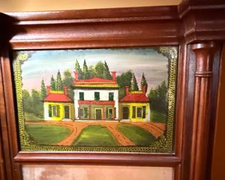 Federal Period Reverse Painted Trumeau Mirror 