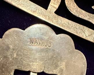 Vintage Navajo Sterling Silver Fingers Belt Buckle Set second image