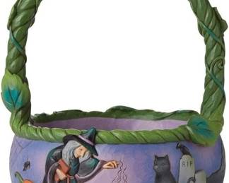 Jim Shore A Friendly Scare Is In The Air Halloween Cauldron Basket
