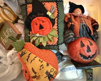 Sew Cherished Jolly Jack Pumpkin Pillow and Coordinating Halloween Figurines