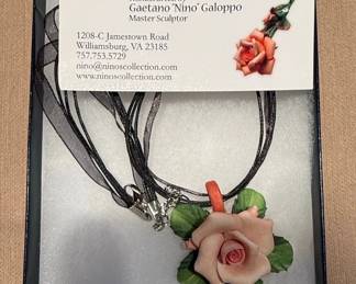 Capodimonte Porcelain Floral Sculpture Necklace