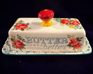 John Carro Butter Makes Everything Better Floral Butter Dish second image