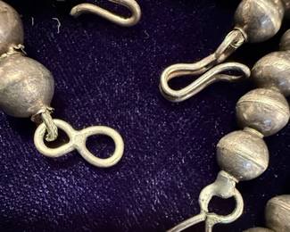 Three Sterling Silver Necklaces Turquoise Heishi, Sterling Graduated Beads, Sterling Smooth Beads second image