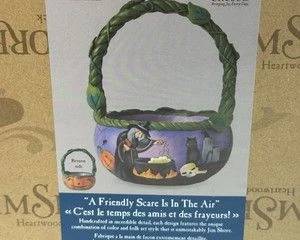 Jim Shore A Friendly Scare Is In The Air Halloween Cauldron Basket 