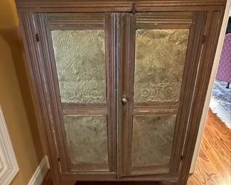 Antique Pie Safe with Embossed Tin Panels