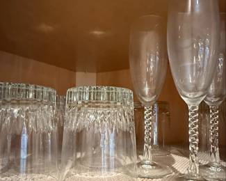 Set of Clear Glass Wine Glasses and Ribbed Tumblers second image
