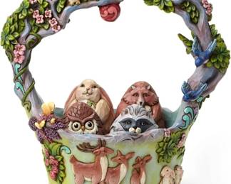 Jim Shore Signs Of Springtime Woodland Basket Figurine Set 