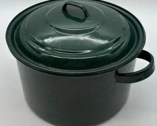 Dark Green Stock Pot w Lid Side Handles