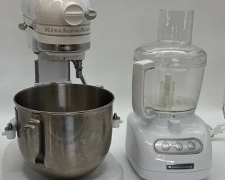 KitchenAid BowlLift Stand Mixer and a KitchenAid Food Processor Both Power On