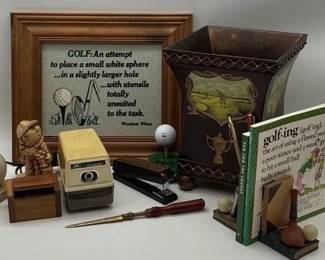 GolfThemed Desk Decor Lot Framed Quote Accessories