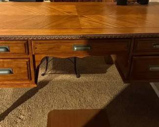 Vintage Oak Writing Desk with Drawers
