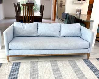 Serena & Lily Barton Luxury Depth Track Arm Sofa. Construction: It is made in the USA with an engineered hardwood frame and durable mortise-and-tenon construction. Seat cushions are made with a soy-based foam core wrapped in regenerated fiber, and back pillows are also regenerated fiber-wrapped foam, all with downproof ticking. * Dimensions: 84ʺW × 36ʺD × 36ʺH