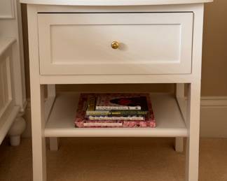 Pair of Custom White Side Tables with Drawer & Shelf. Each Measures 24" W x 18" D x 28.5" H. Photo 1 of 3. 