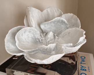 Books & Magnolia Sculpture on Lucite Base. Photo 2 of 2. 