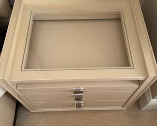 Pair of Eric Brand Bedside Tables with Pull Out Tray. Each Measures 24" W x 18" D x 20" H. Photo 2 of 4. 