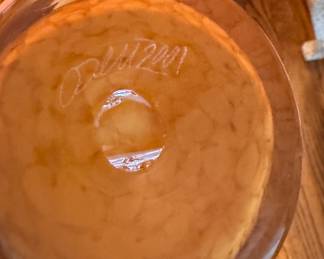 Studio Art Glass Vases Signed by Artist. Tall Measures 19" H; Small Measures 15" H. Photo 5 of 5. 