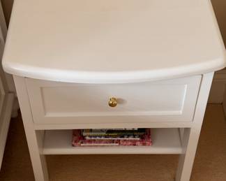 Pair of Custom White Side Tables with Drawer & Shelf. Each Measures 24" W x 18" D x 28.5" H. Photo 3 of 3. 