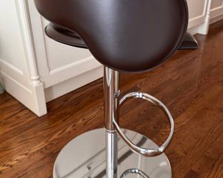 Pair of Leather Adjustable Height Counter Stools. Each Measures 18" D x 21" H. Photo 4 of 4. 