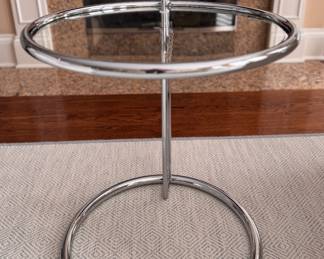 Eileen Gray E 1027 Adjustable Side Table. Chrome With Glass Top. Eileen Gray E 1027 Adjustable Side Table. Chrome With Glass Top. Photo 1 of 2. 