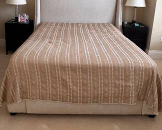 Crate & Barrel Queen Size Wingback Upholstered Bed Frame. Measures 84" x 70" x 53" H. Photo 1 of 3. 