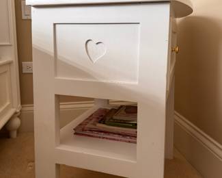 Pair of Custom White Side Tables with Drawer & Shelf. Each Measures 24" W x 18" D x 28.5" H. Photo 2 of 3. 