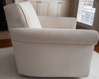 Pair of Custom Upholstered Swivel Club Chairs. Each Measures 36" W x 38" D. Photo 2 of 3. 