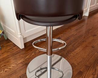 Pair of Chocolate Brown Leather Adjustable Height Counter Stools. Each Measures 18" D x 21" H. Photo 2 of 4. 
