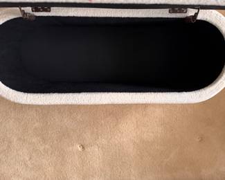 Boucle Channel Upholstered Storage Ottoman. Measures 45" W x 18" D x 18" H. Photo 3 of 3. 