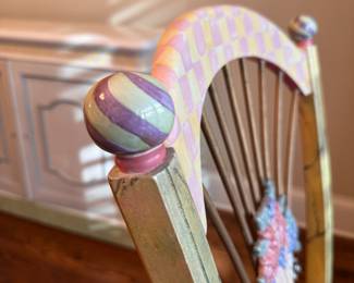 Set of 6 MacKenzie-Childs Light Flower Basket Side Chairs with Rush Seats. Each Measures 17.5" W x 16" D x 39" H with 19" Seat Height. 3 Have Imperfections. Photo 2 of 7. 