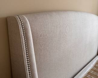 Crate & Barrel Queen Size Wingback Upholstered Bed Frame. Measures 84" x 70" x 53" H. Photo 2 of 3. 