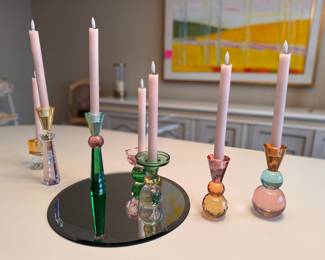 Colored Glass Candle Holders. Photo 1 of 6. 