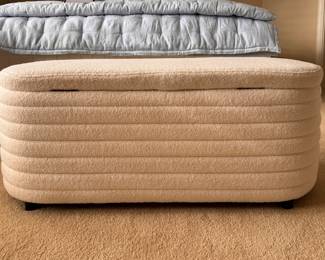 Boucle Channel Upholstered Storage Ottoman. Measures 45" W x 18" D x 18" H. Photo 1 of 3. 