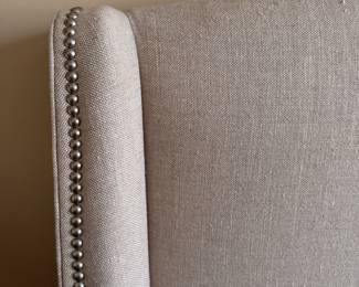 Crate & Barrel Queen Size Wingback Upholstered Bed Frame. Measures 84" x 70" x 53" H. Photo 3 of 3. 