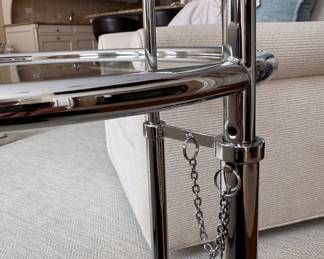 Eileen Gray E 1027 Adjustable Side Table. Chrome With Glass Top. Eileen Gray E 1027 Adjustable Side Table. Chrome With Glass Top. Photo 2 of 2. 