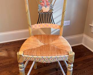 Set of 6 MacKenzie-Childs Light Flower Basket Side Chairs with Rush Seats. Each Measures 17.5" W x 16" D x 39" H with 19" Seat Height. 3 Have Imperfections. Photo 1 of 7. 