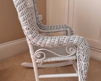 Child's White Wicker Rocker. Photo 2 of 2. 