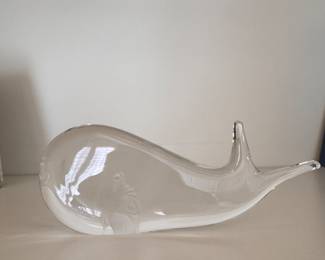 Kosta Boda Jonah and Whale Signed Crystal Figurine. Measures 6" L. Photo 1 of 2. 